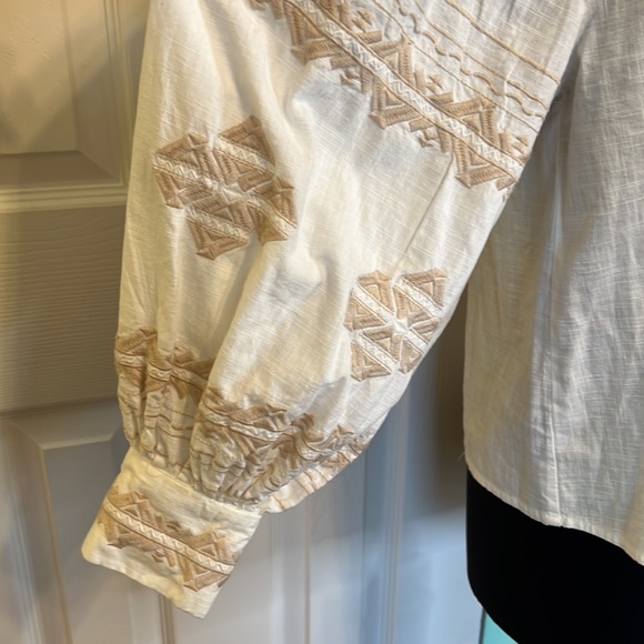 INC Embroidered Bohemian Peasant Top - Picture 3 of 4